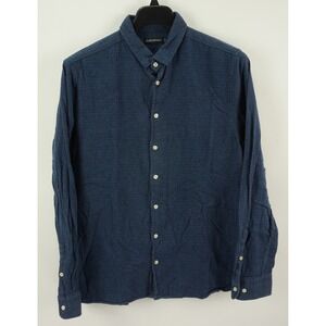 Peak Performance Sweden Men's US XL Long Sleeve Blue Dot Flannel Button Up Shirt